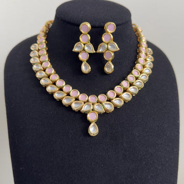 Blush Kundan Grace Necklace Set - Vinni’s Jewelry
