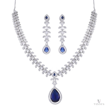 Buy Bridal Ad Jewelry Necklace | Sapphire Solitude - Vinni’s Jewelry