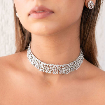Crystal Bloom Choker Set - Vinni’s Jewelry