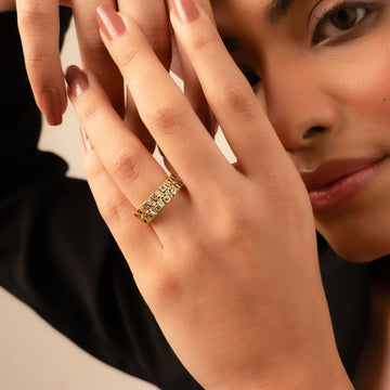 Elegant Gold Stacked Band Ring – Geometric Crystal Ring for Women - Vinni’s Jewelry