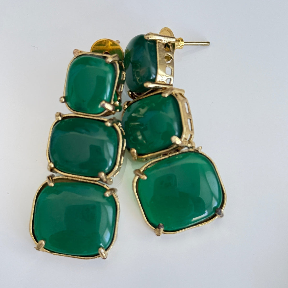 Emerald Glow Statement Set – Bold Green Polished Necklace & Earrings - Vinni’s Jewelry