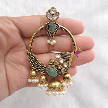 Emerald Grace Peacock Jhumka - Vinni’s Jewelry