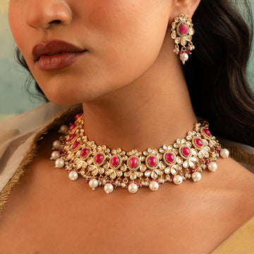 Gulabhaar Kundan Pearl Choker Set - Vinni’s Jewelry