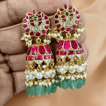 Gulabi Meenakari Jhumka Earrings - Vinni’s Jewelry