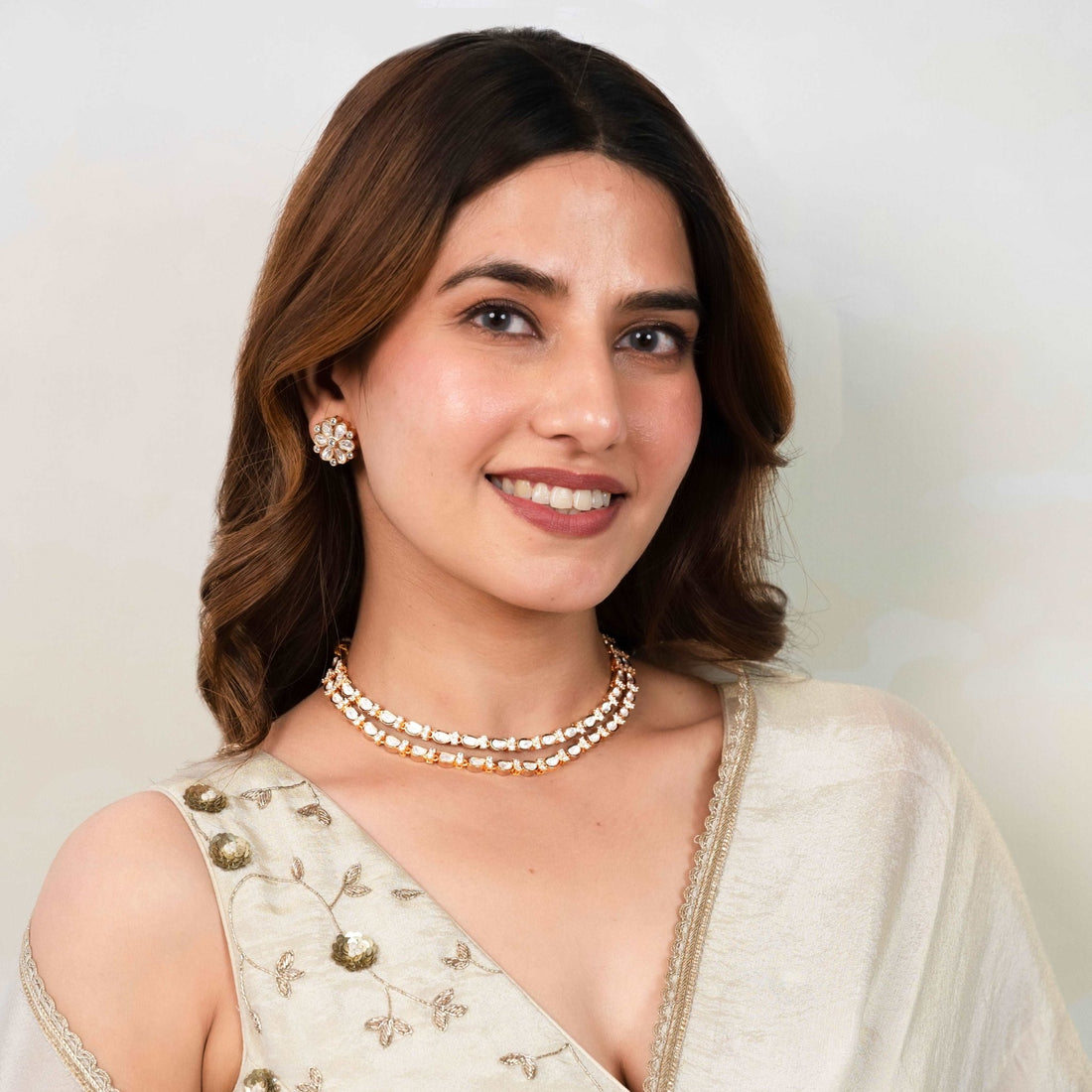 Kundan Blossom Layered Necklace Set - Vinni’s Jewelry