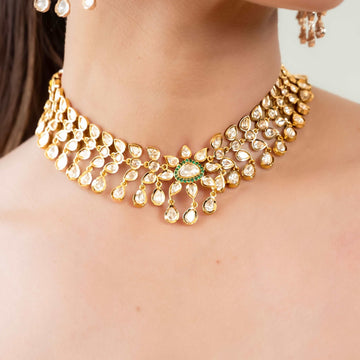Kundan Floral Vine Necklace Set - Vinni’s Jewelry