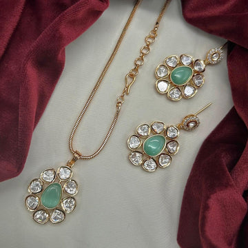 Mint Bloom Kundan Necklace Set - Vinni’s Jewelry