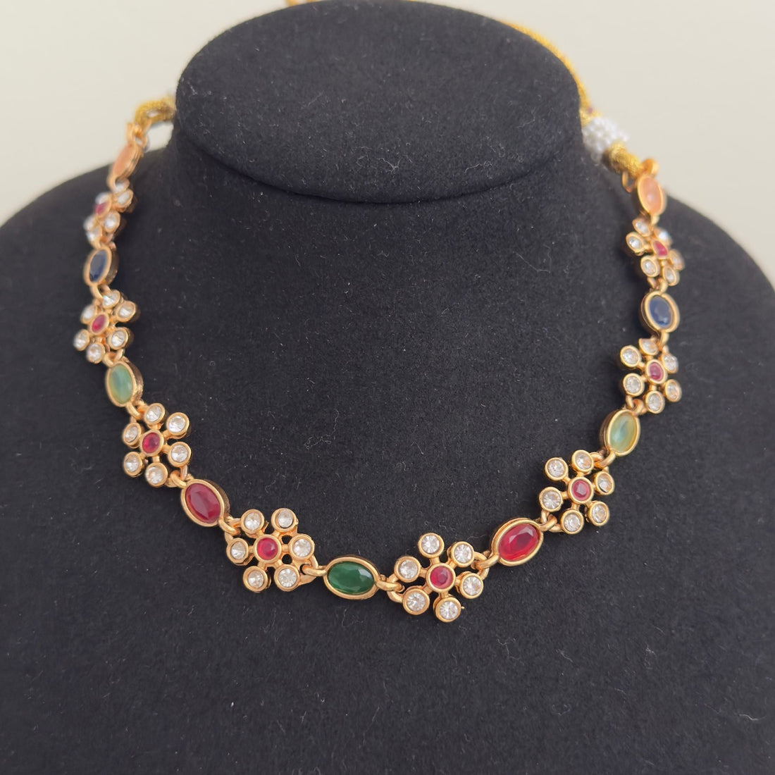 Multicolor Elegance Polki Necklace & Earring Set – Traditional Partywear Jewelry - Vinni’s Jewelry