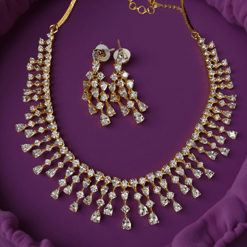 Myra Gold Plated Waterfall CZ Necklace Set – Bridal & Evening Jewelry - Vinni’s Jewelry