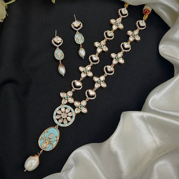 Noor Pistachio Enamel Kundan Set - Vinni’s Jewelry