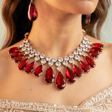 Ocean Luxe Statement Necklace Set – Blue Teardrop Crystals with CZ Accents - Vinni’s Jewelry