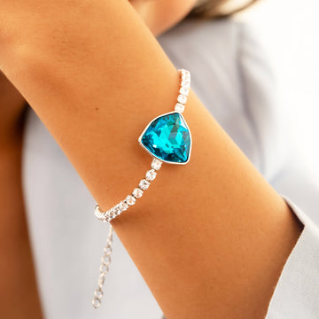 Ocean Radiance Silver Bracelet – Blue Gemstone Adjustable Bracelet for Women - Vinni’s Jewelry