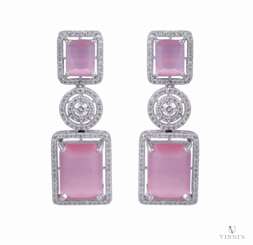 Pink Petal Double Layer Moissanite Stud Earrings - Vinni’s Jewelry