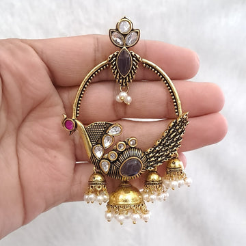 Purple Peacock Jhumka Hoop - Vinni’s Jewelry