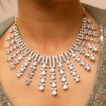 Radiant Cascade Necklace Set – Sparkling Crystal Bridal Jewelry for Women - Vinni’s Jewelry