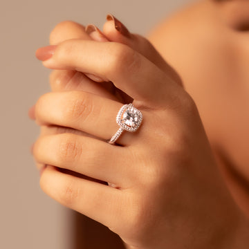 Radiant Halo Sparkle Ring – Elegant Silver - Tone Cubic Zirconia Statement Ring for Women - Vinni’s Jewelry