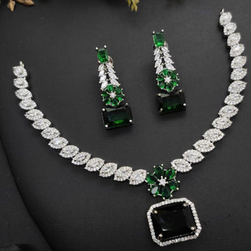 Regal Emerald Grace – CZ Necklace & Earrings Set - Vinni’s Jewelry