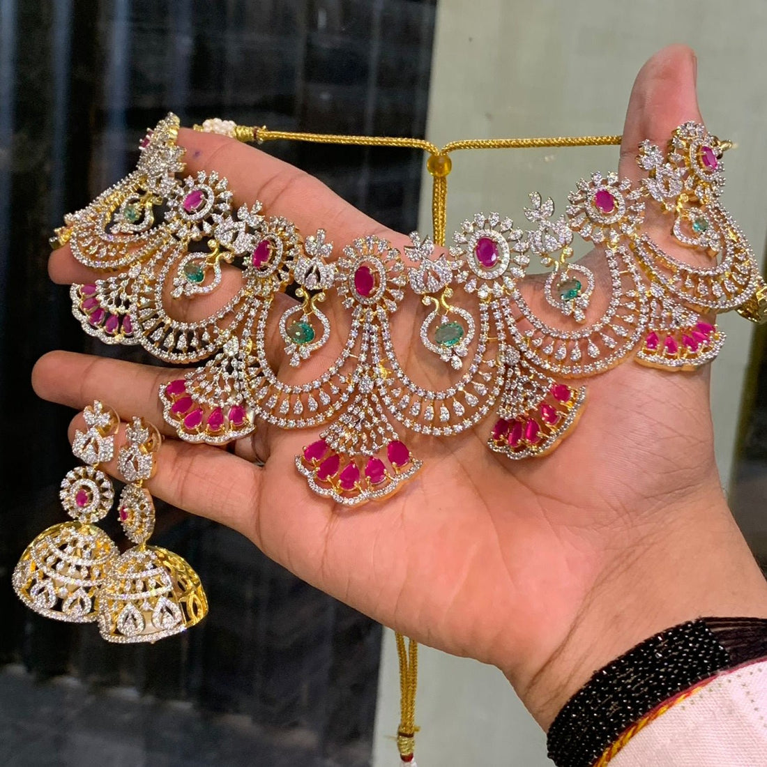 Royal AD Ruby Jhumka Set - Vinni’s Jewelry