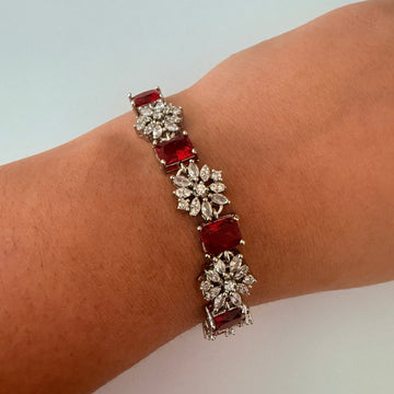 Ruby Radiance Blossom Bracelet - Vinni’s Jewelry