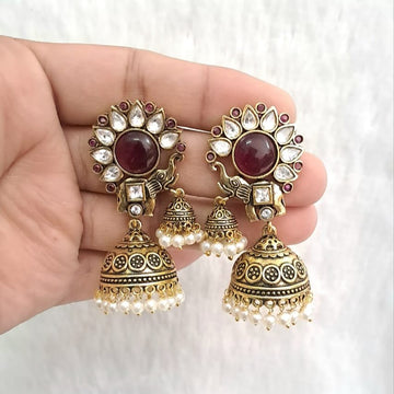 Surya Antique Dome Jhumkas - Vinni’s Jewelry