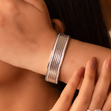 Textured Silver Cuff Bracelet – Sleek Modern Bangle for Women - Vinni’s Jewelry