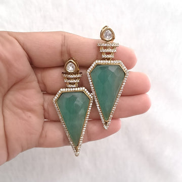 Zahra Geometric Glam Earrings – Emerald Mist - Vinni’s Jewelry