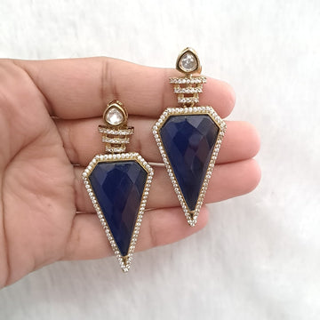 Zahra Geometric Glam Earrings – Midnight Blue - Vinni’s Jewelry