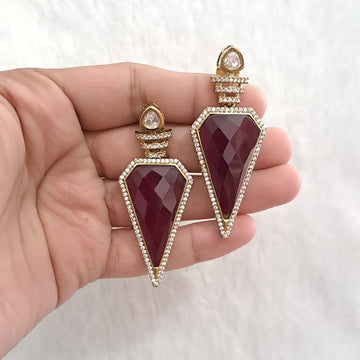 Zahra Geometric Glam Earrings – Ruby Red - Vinni’s Jewelry