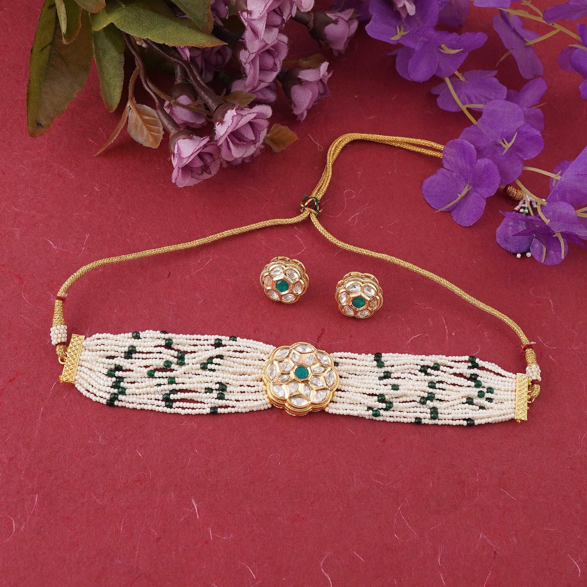 Emerald Pearl Kundan Choker