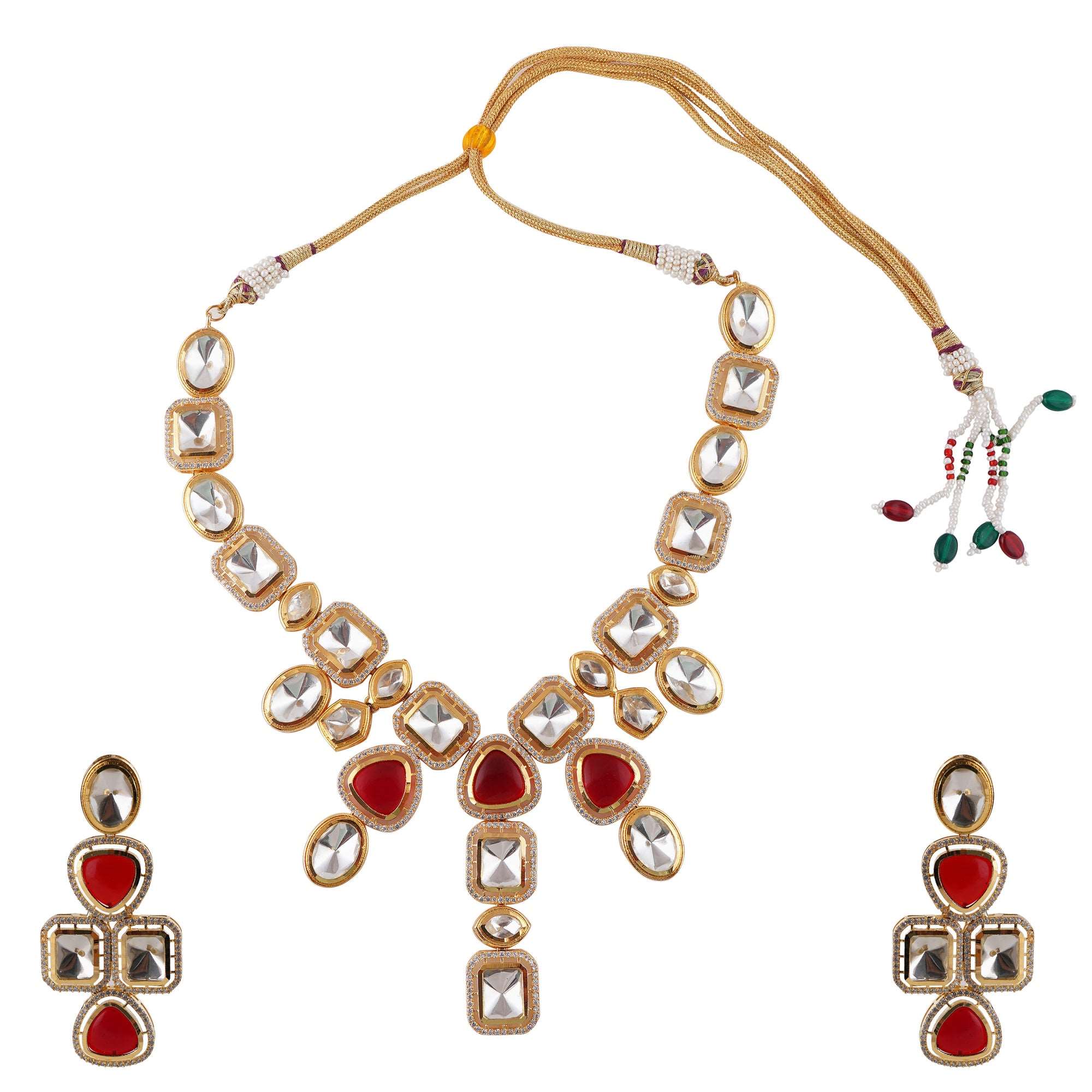 Crimson Elegance: The Ultimate Kundan Jewelry Set