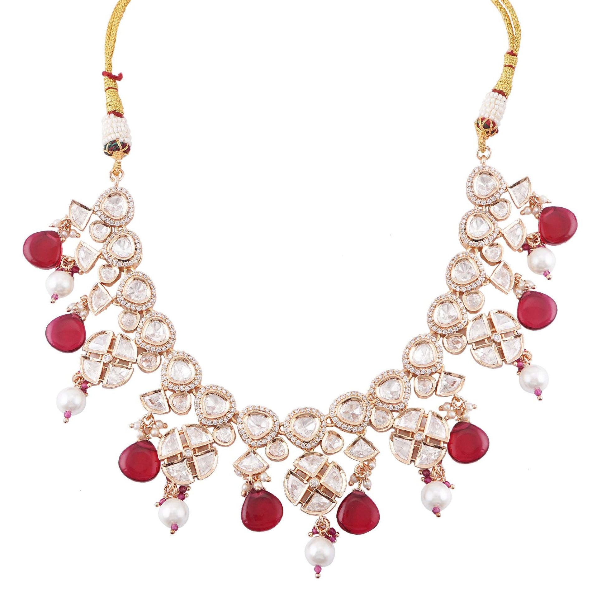 Kundan Ruby Pearl Necklace Set