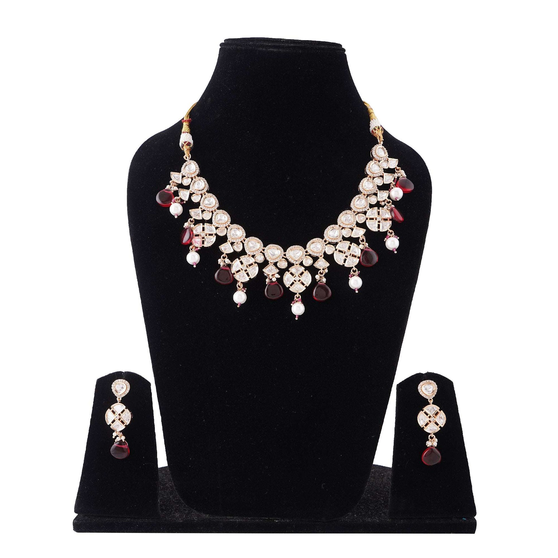 Kundan Ruby Pearl Necklace Set