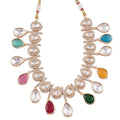 Elegant Regal Rainbow Drop AD Necklace Set