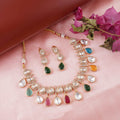 Elegant Regal Rainbow Drop AD Necklace Set