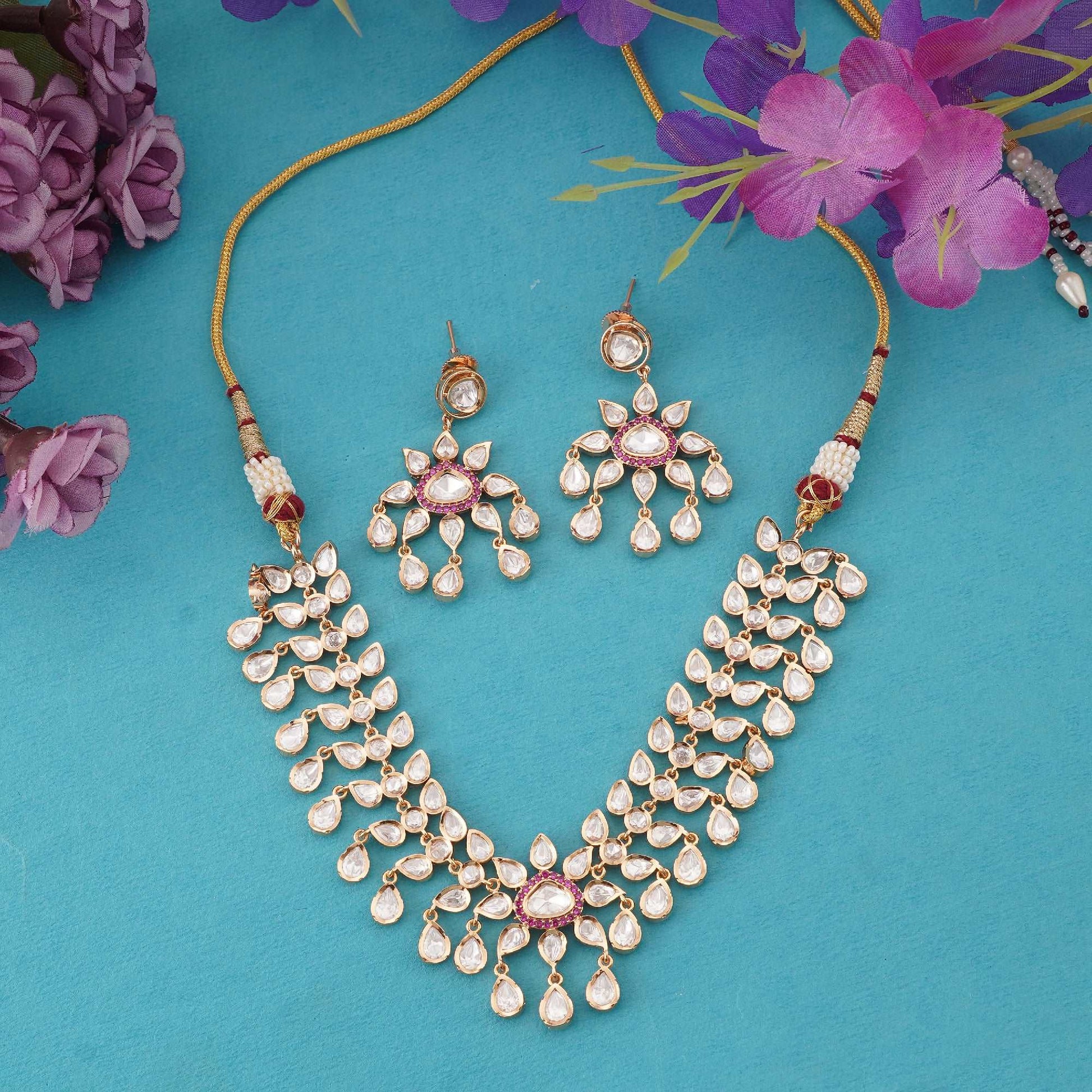 Kundan Floral Vine Necklace Set