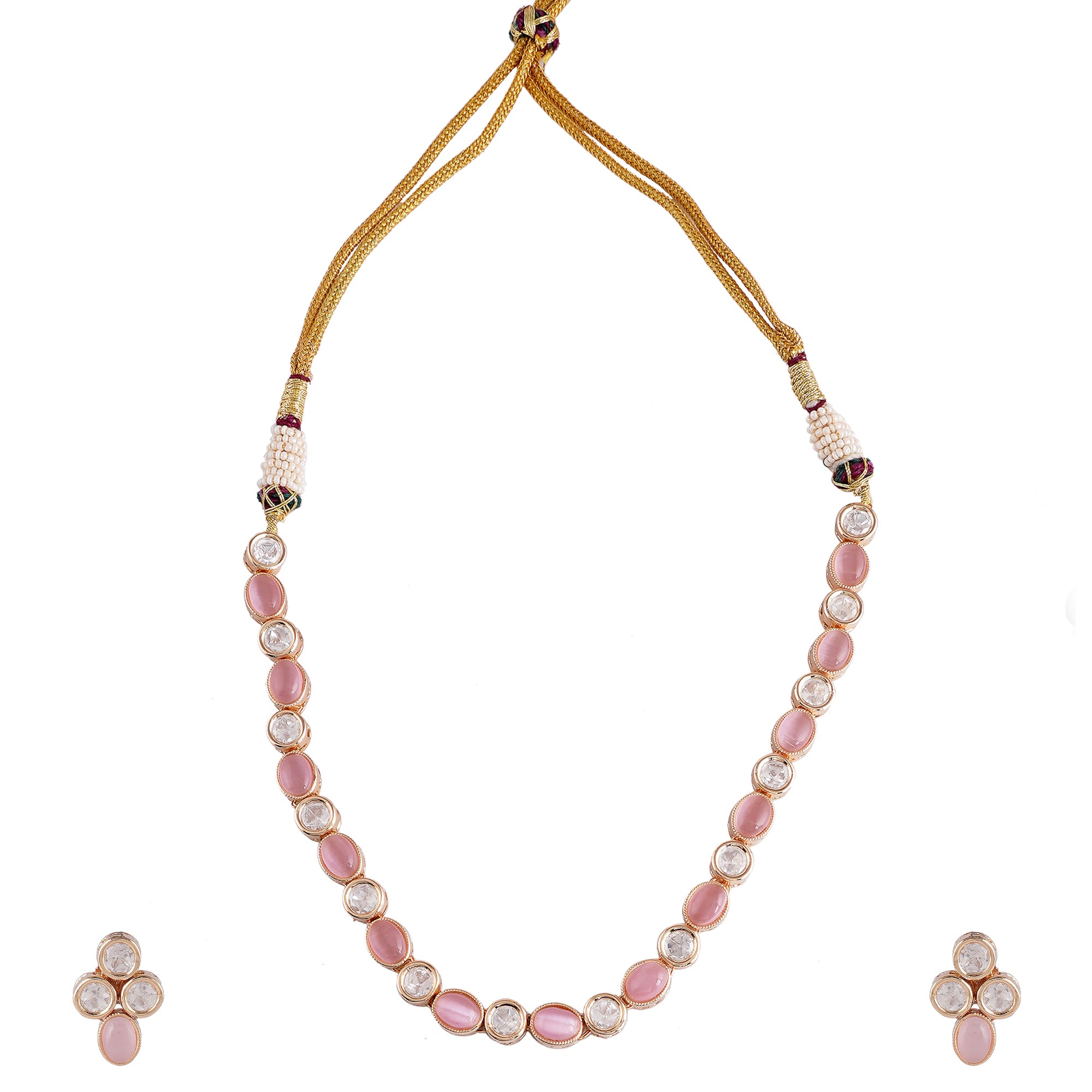 Moissanite and Kundan Necklace: Blush Pearl