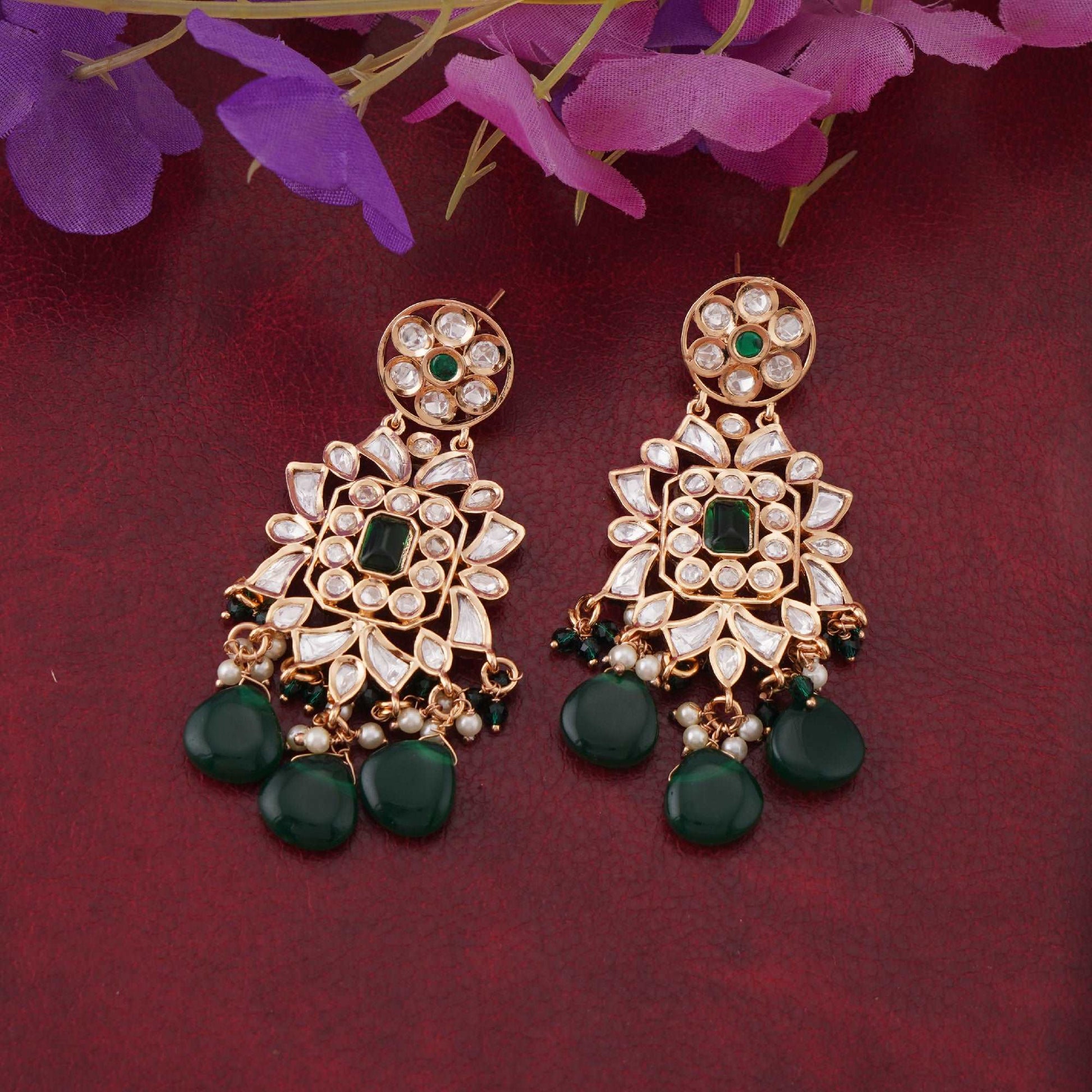 Emerald Kundan Chandbali