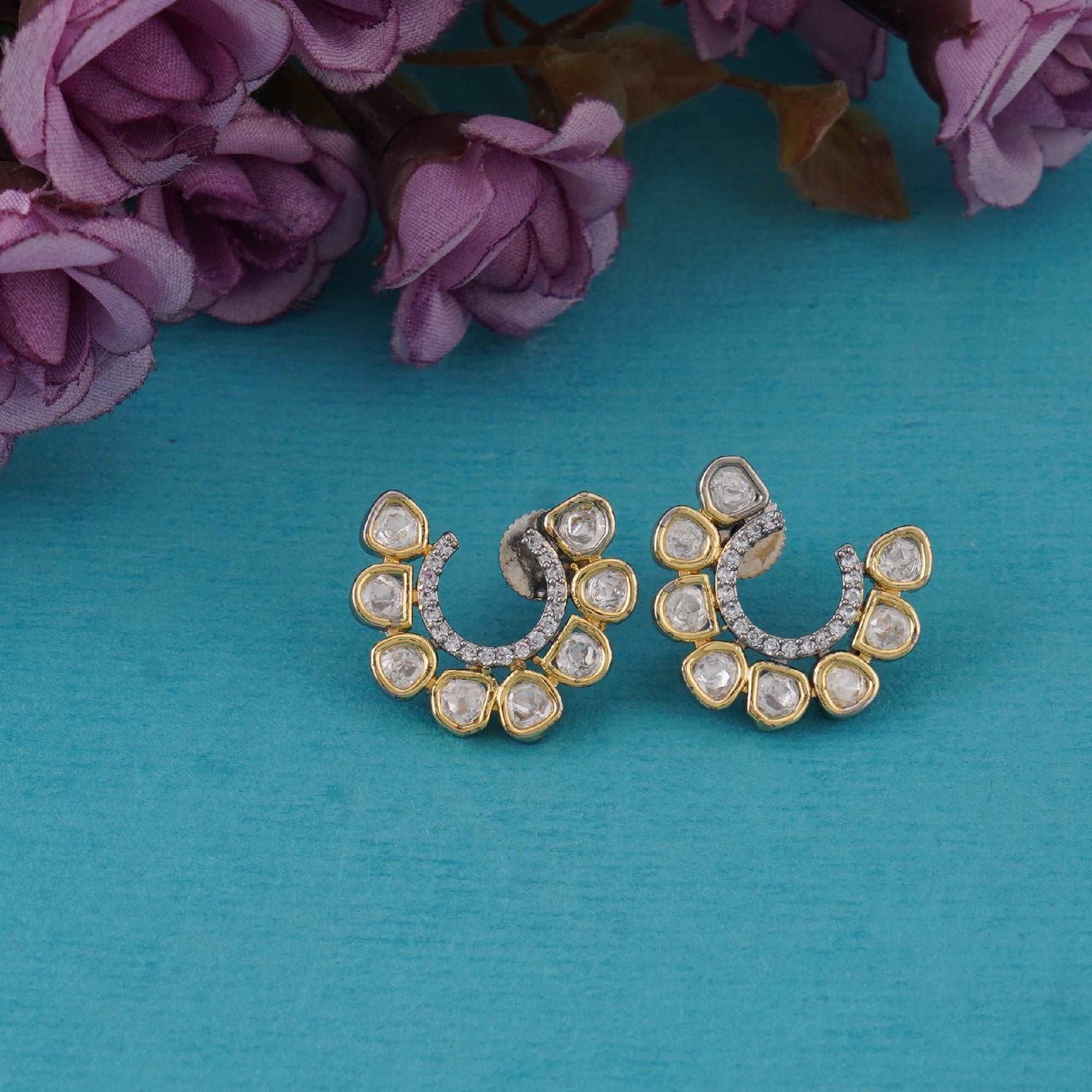 Kundan Crescent Studs