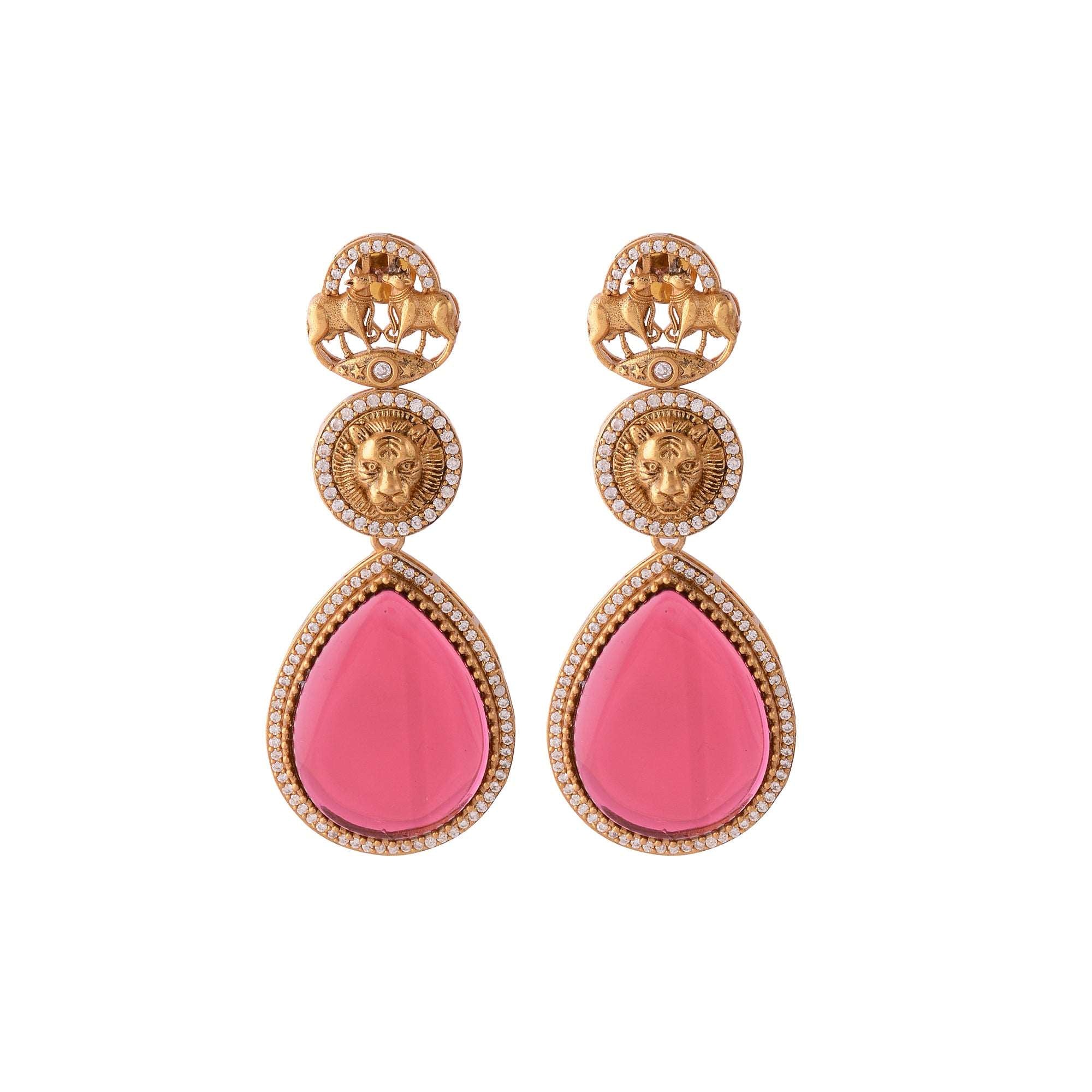 Moissanite Earrings | Regal Maharani | Pink