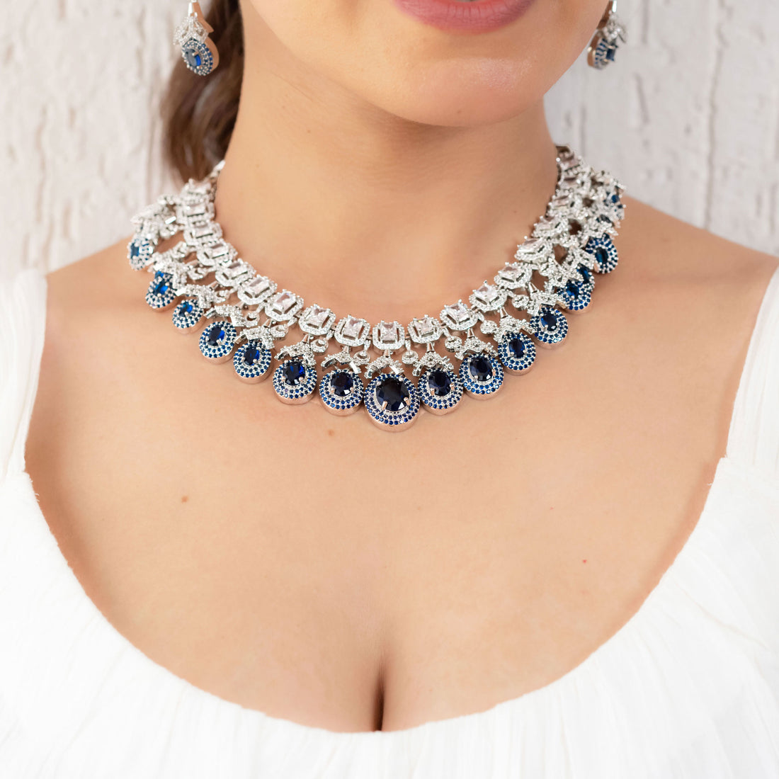 Royal Sapphire Bloom Necklace Set