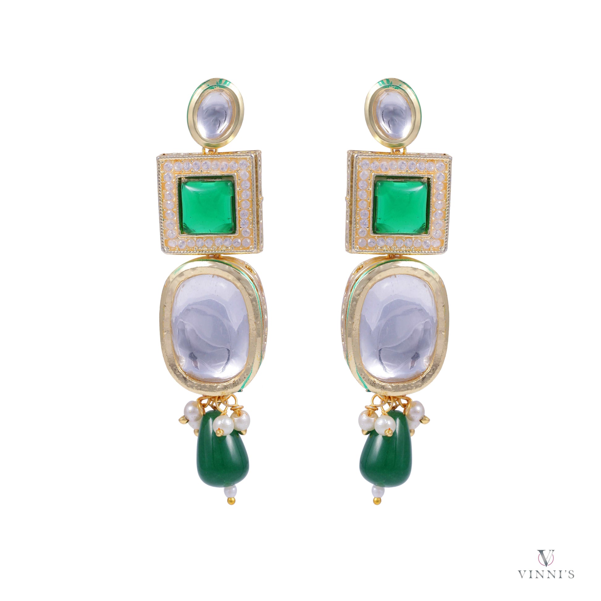 Finest Kundan Polki Jewelry: Emerald Royale Affair