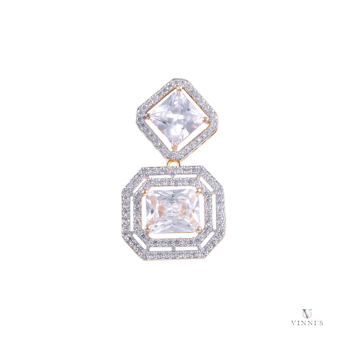 Antique Moissanite Bridal Ad Jewelry | Crystal Lattice Gold Earrings