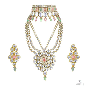 Buy Kundan Polki Necklace with Earrings | Nizami Sitara Set