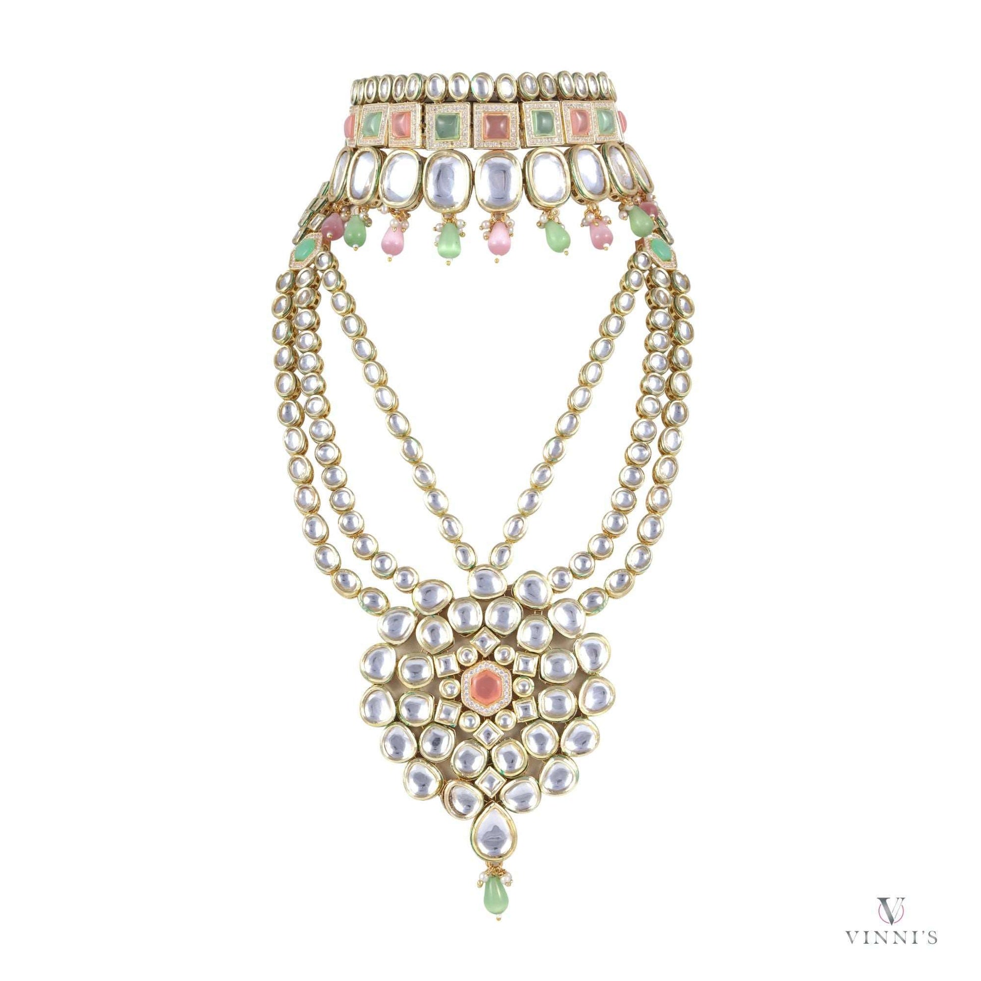 Buy Kundan Polki Necklace with Earrings | Nizami Sitara Set