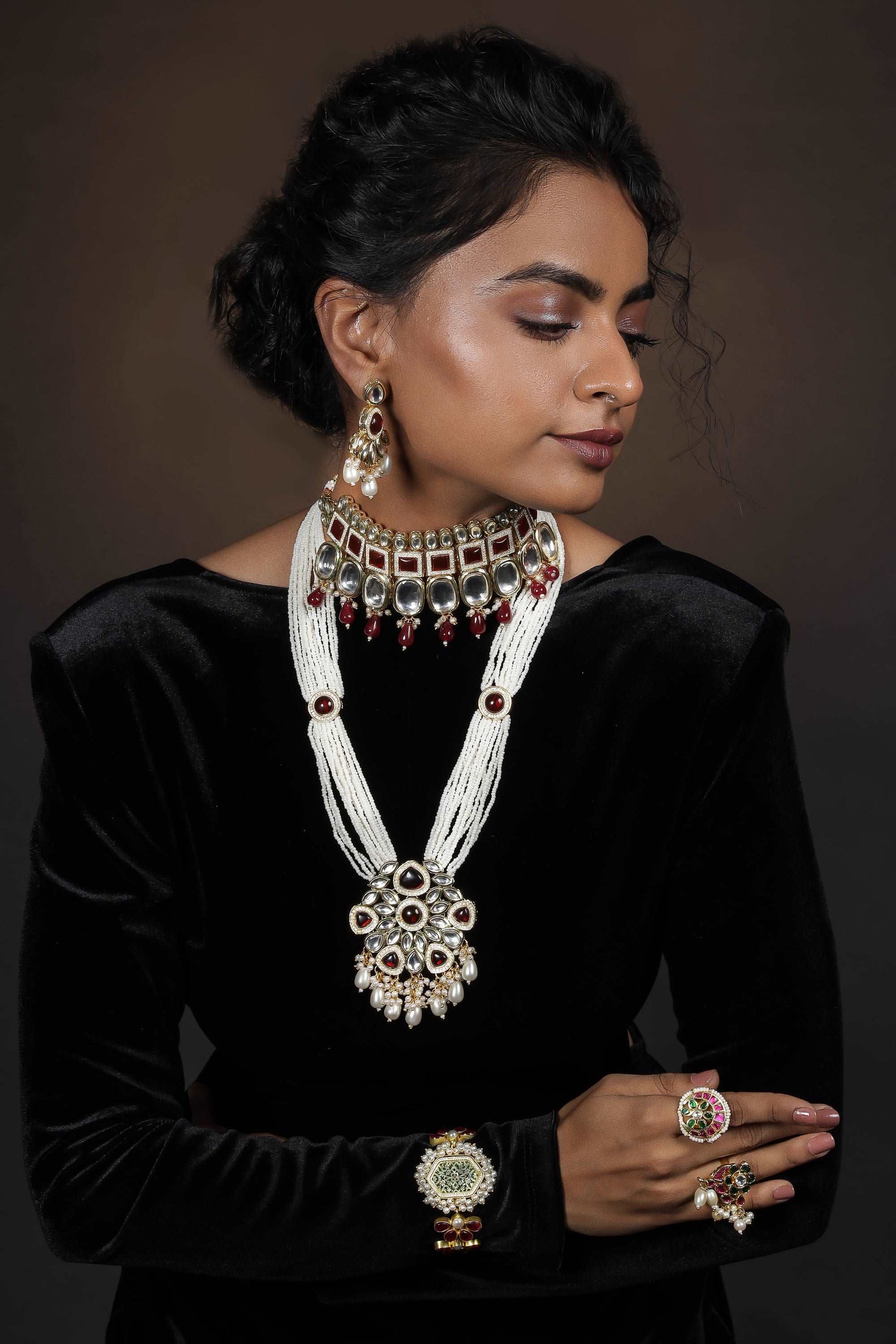 Pearl Poise: Luxury Kundan Polki Jewelry