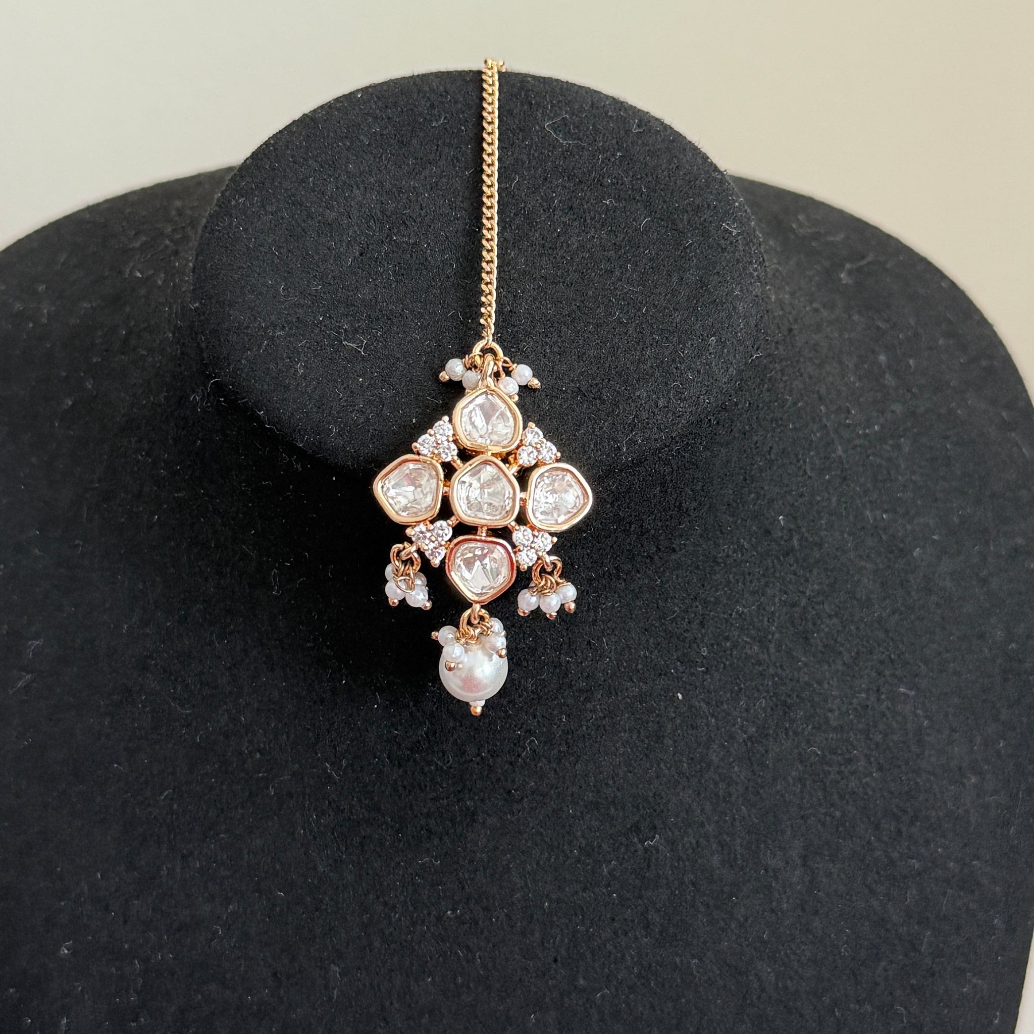 Pearl Blossom Matha Patti– Gold-Plated Bridal Headpiece