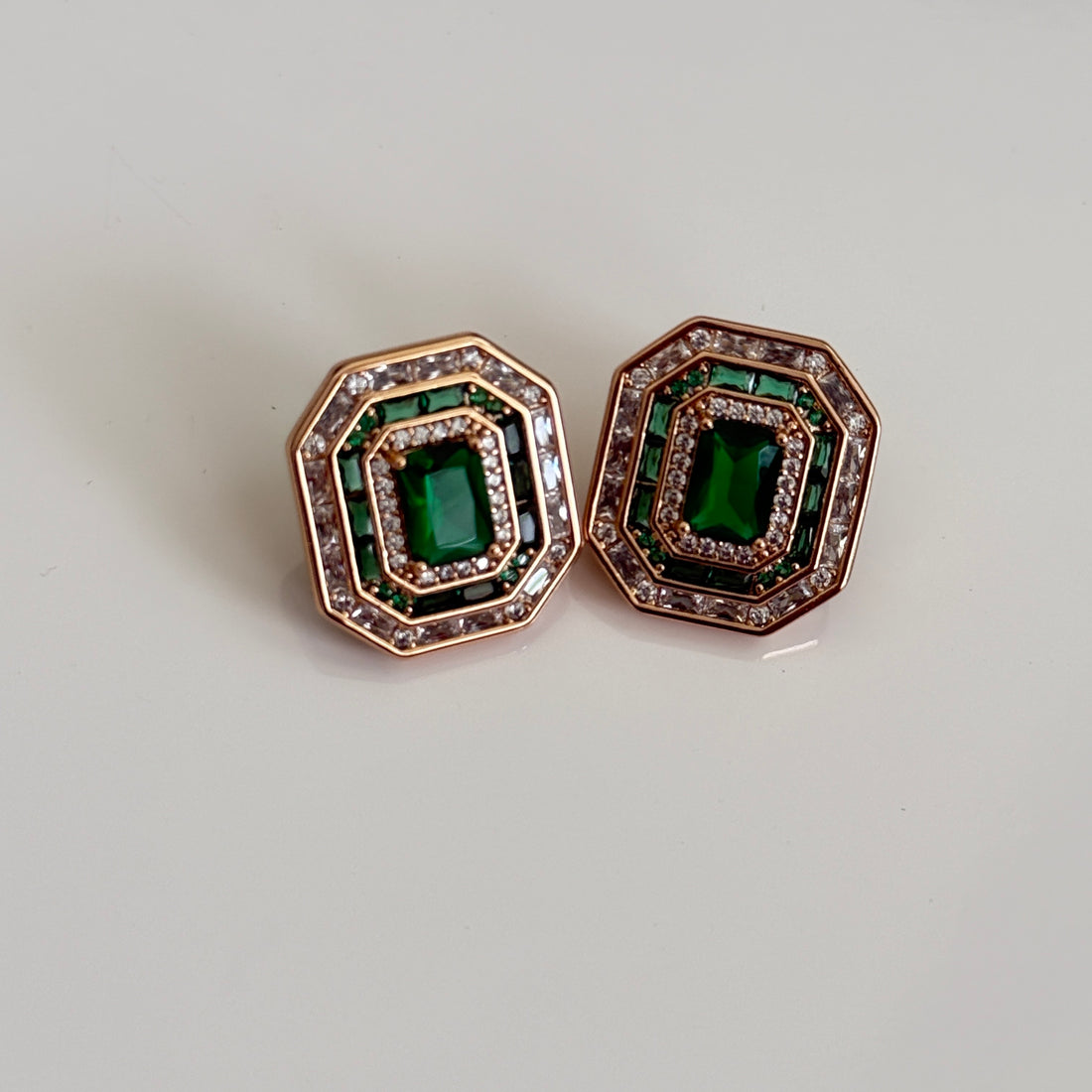 Emerald Radiance Art Deco Studs - Vinni’s Jewelry