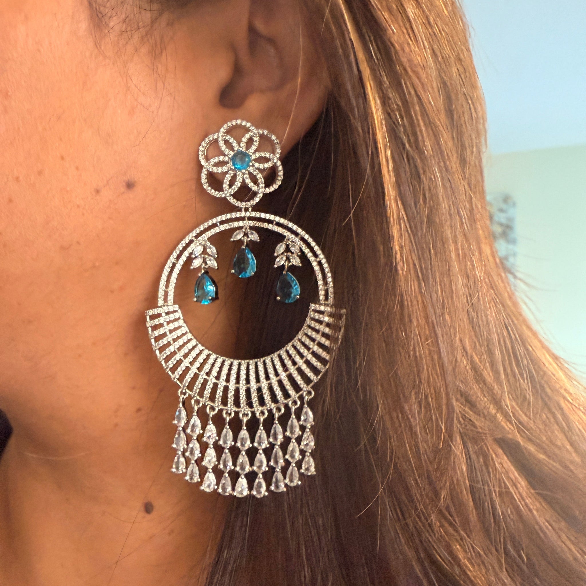 Aqua Radiance Chandbali Earrings