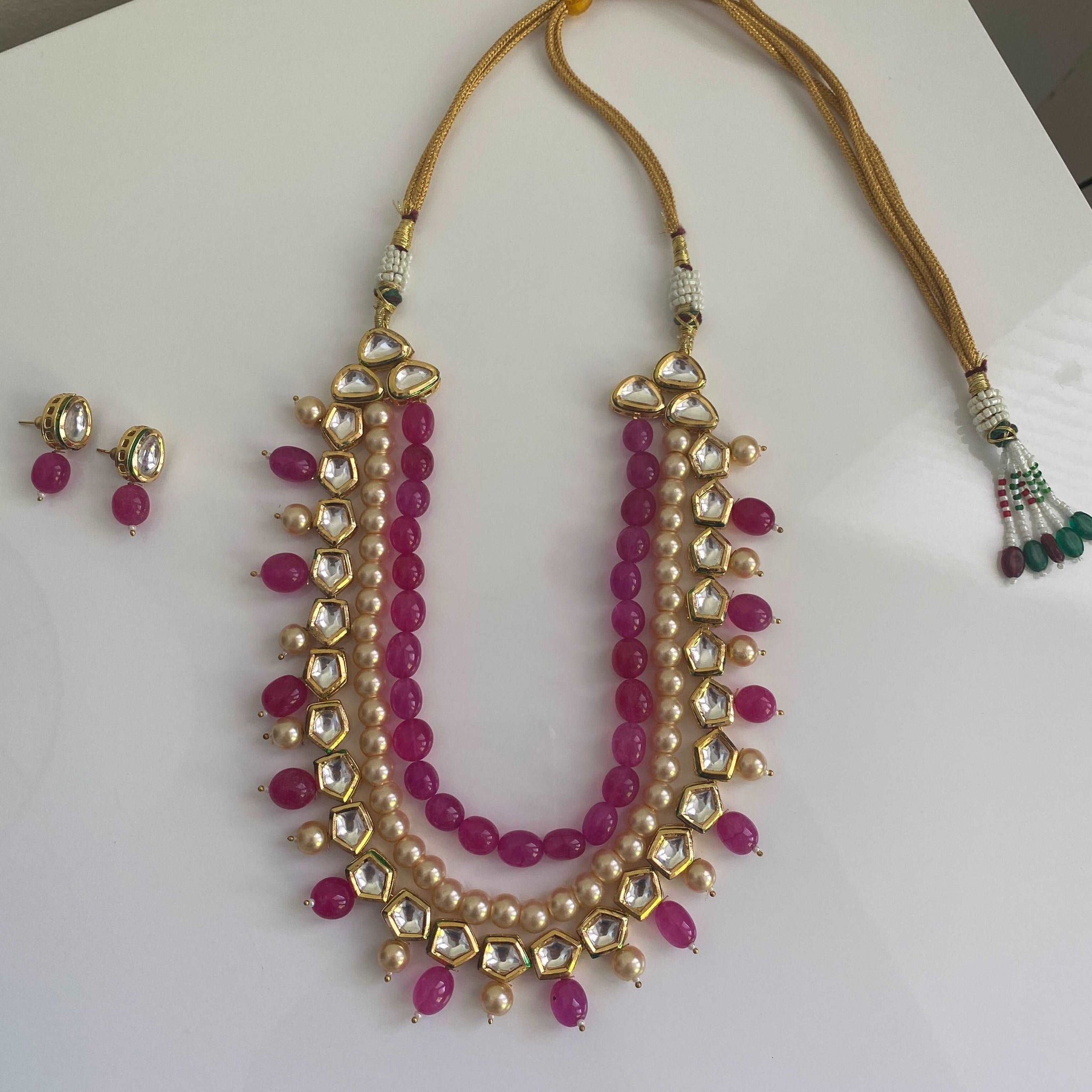 Regal Ruby and Pearl Necklace Set: A Timeless Treasure