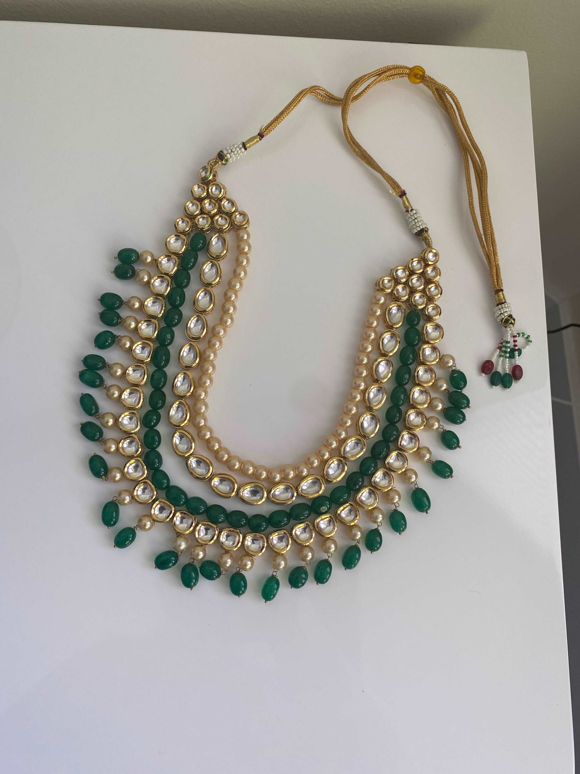 Freshwater Pearl Necklace: Emerald Elegance Royal